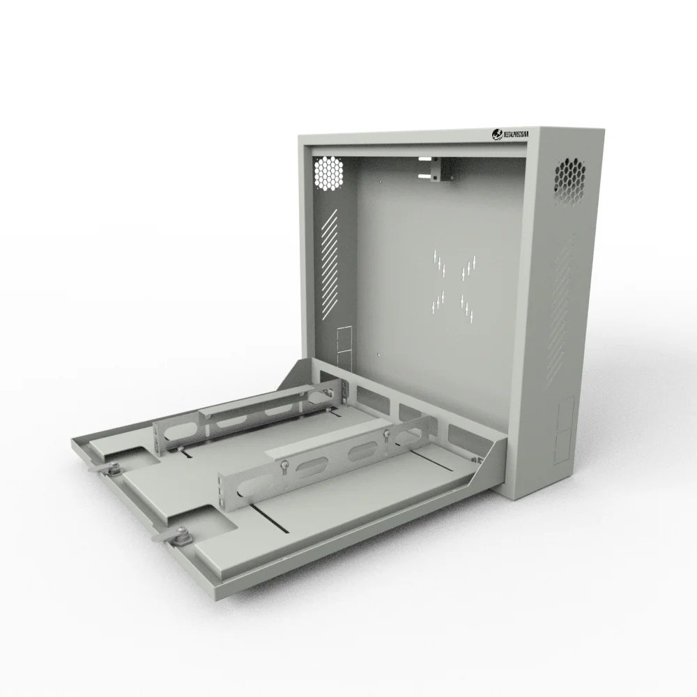 OEM Custom DVR VCR NVR lock box  19-inch 1U Wall Mount Security Box with Double Lock Steel DVR NVR Security box