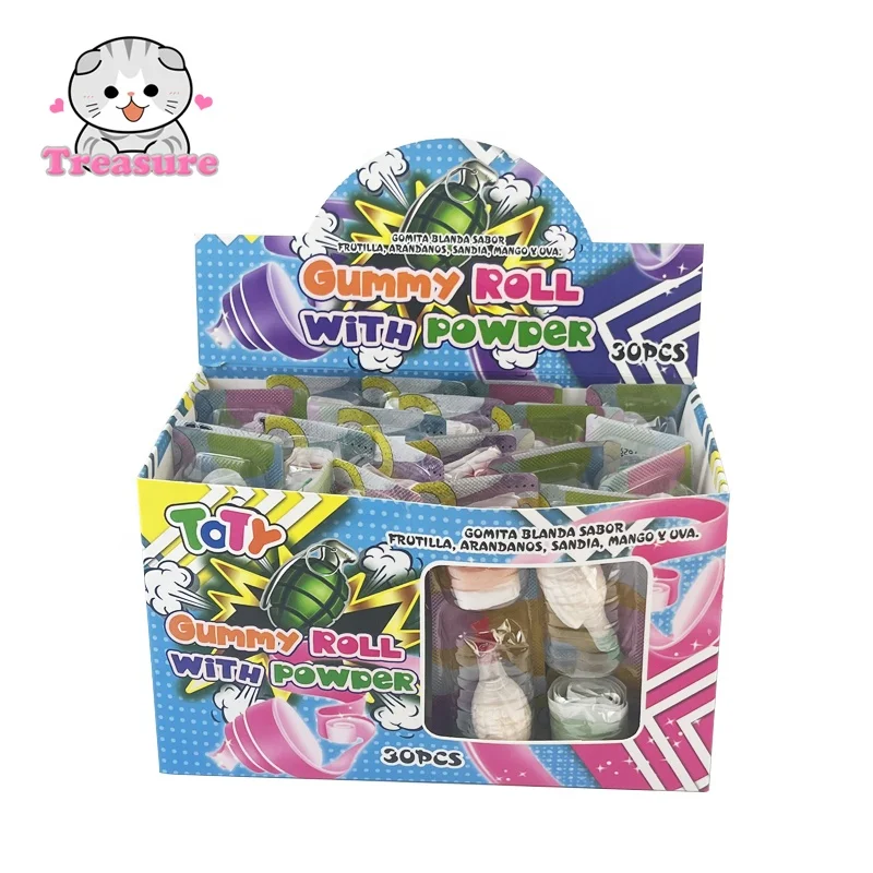 Roll belts candy with sour powder halal candy