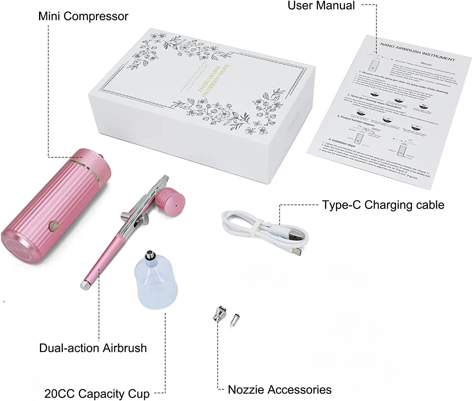 wireless mini Air Brush Paint Kit Spray Cake Decoration Barber cordless makeup machine gun  kit airbrush compressor