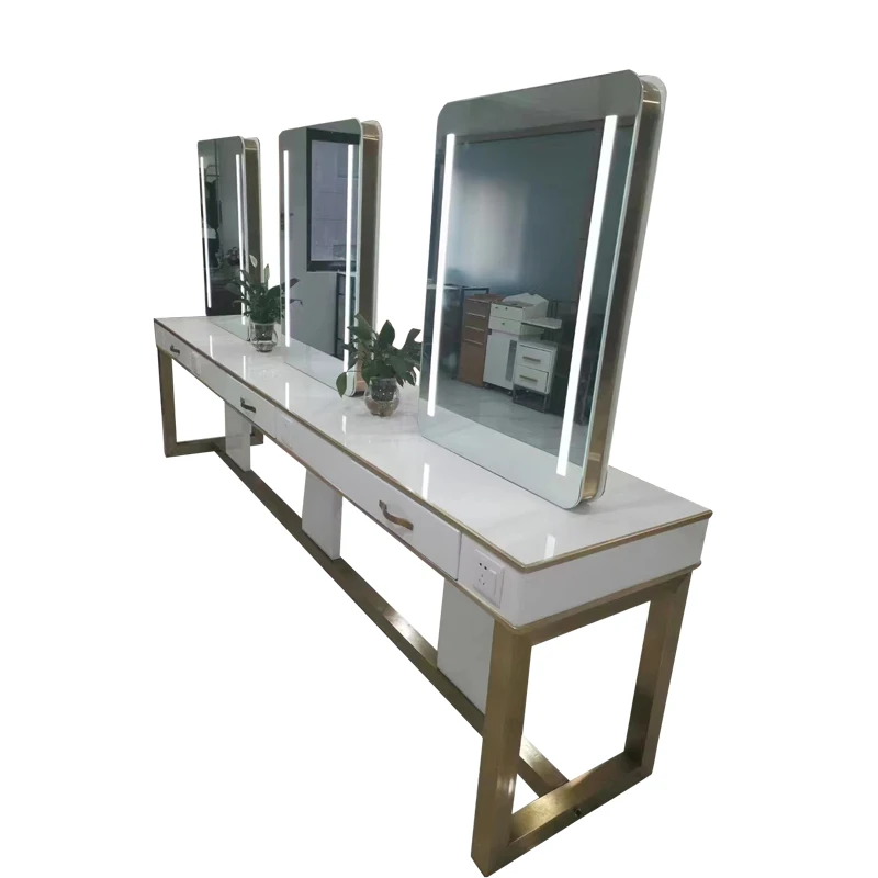 2022 Hot Sale Special Style Double LED Mirror Station Used  Total Station For Sale Lighted Salon Stations 10 Years Life
