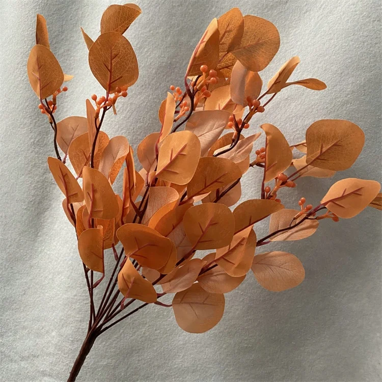 Factory wholesale T-0398 high quality wedding home decoration colorful artificial eucalyptus leaves with fruits
