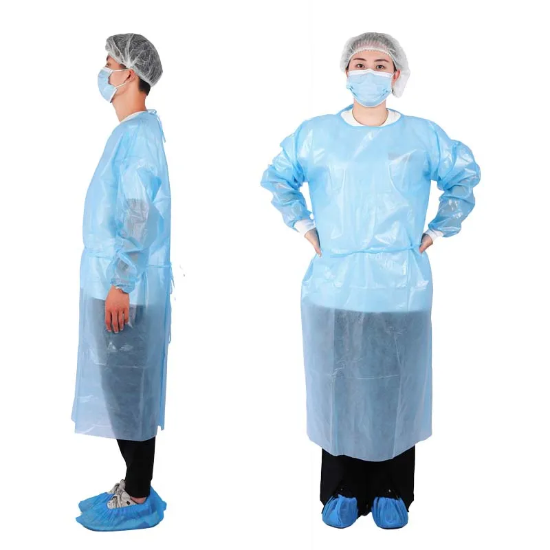 Hot Sale Disposable SMS Non Woven Blue Knitted Cuffs Isolated Gowns