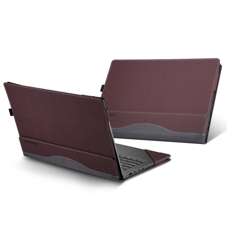 Wholesales For Samsung Galaxy Book Flex 2020 13.3 Inch Leather Laptop Anti-Fall Protective Case With Stand(Wine Red)