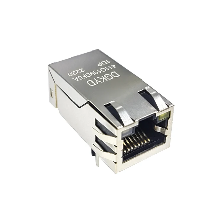 DGKYD411Q199DF5A1DP 6U RJ45 Network Connector Single Port POE+ Filter With Light Strip Shield PBT 12PIN