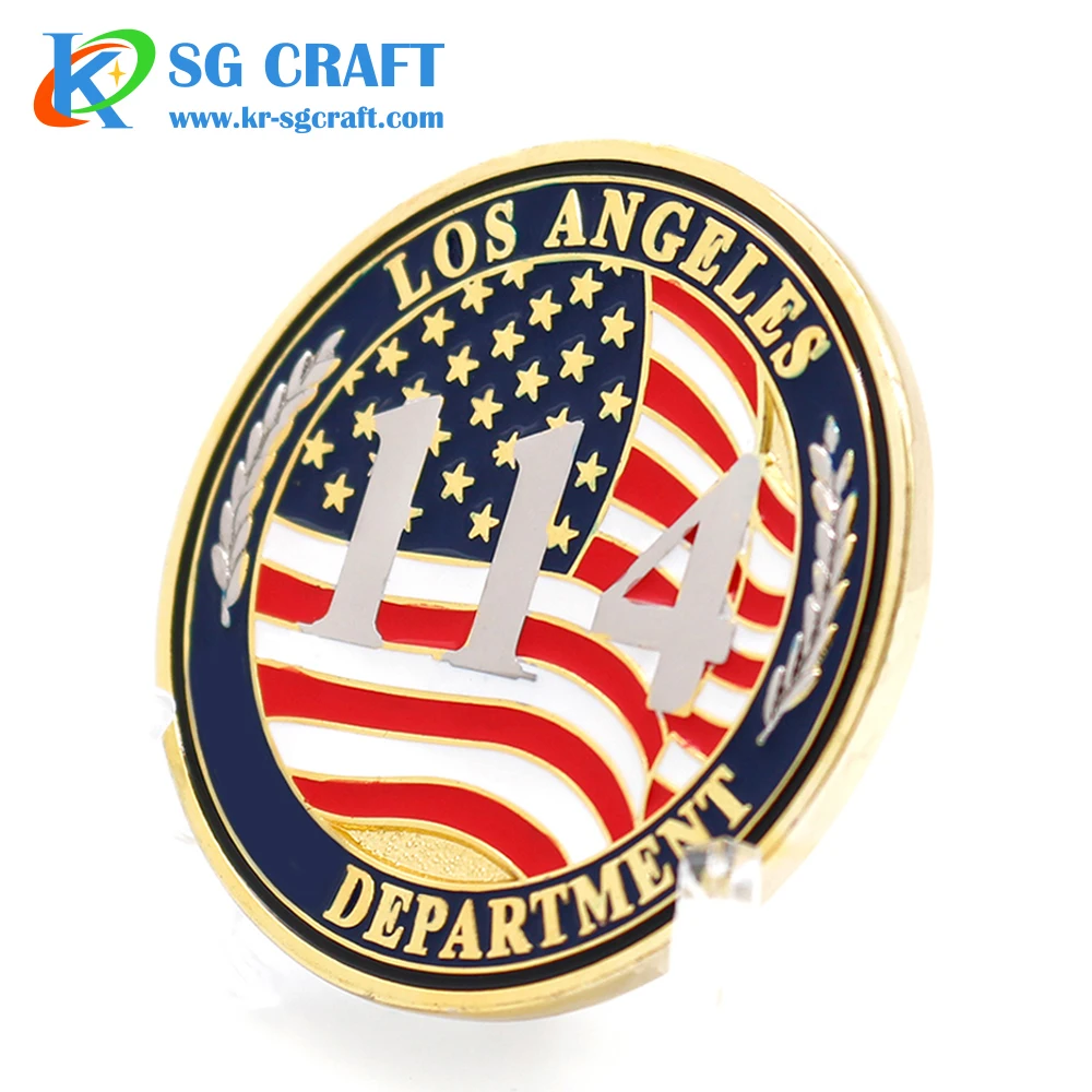 High quality custom metal zinc alloy 3d gold saint st sword law enforcement challenge coins for souvenir