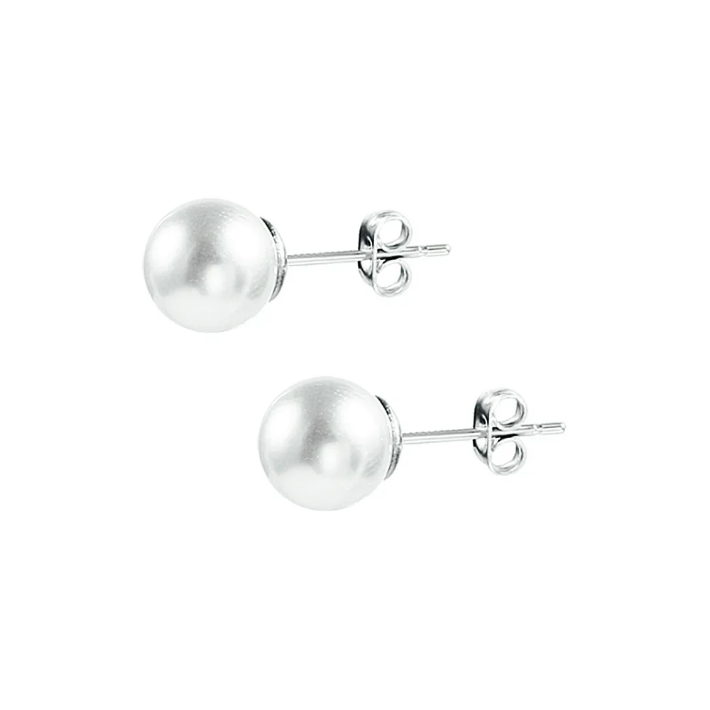  Wholesale Minimalist Jewelry 8mm Pearl Stainless Steel Round Ball Stud