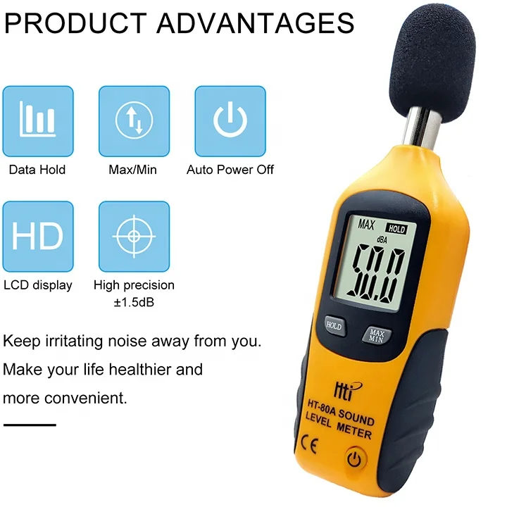 Ht-80a Mini Classroom Class Sound LeveL Noise Meter With Bubble