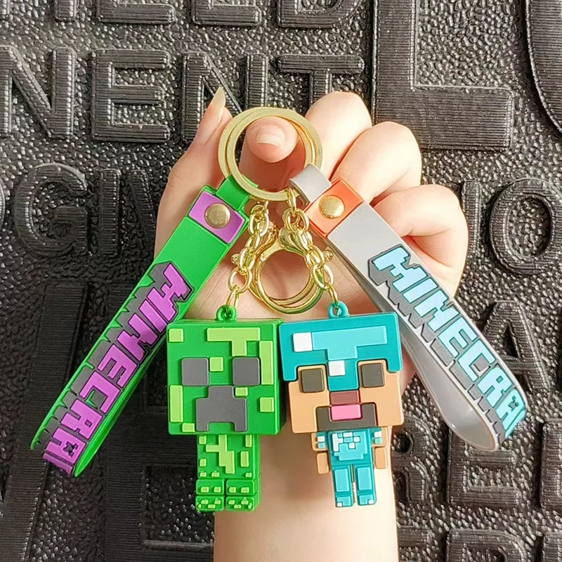 Anime Cartoon MC My Craft Mine Action Figure Q version Mini Fidget Ornament Vinyl PVC Alloy Keychain Backpack Pendant Mine World