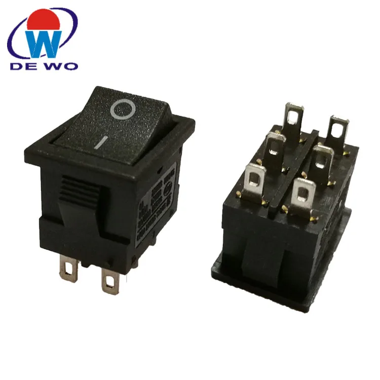 DPDT мгновенный вкл/выкл клавишный переключатель 6a 250vac