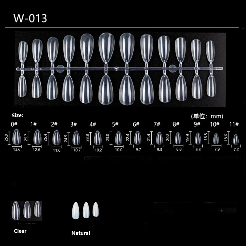 Кончики для ногтей смешанной формы 100 шт., накладные кончики для маникюра, чистый натуральный цвет, полное покрытие, нажмите на ногти