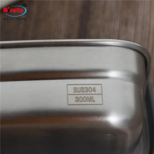 Rectangle 3 in 1 stainless steel 304 storage box plastic lid leak proof lunch box refrigerator food containers for kitchen