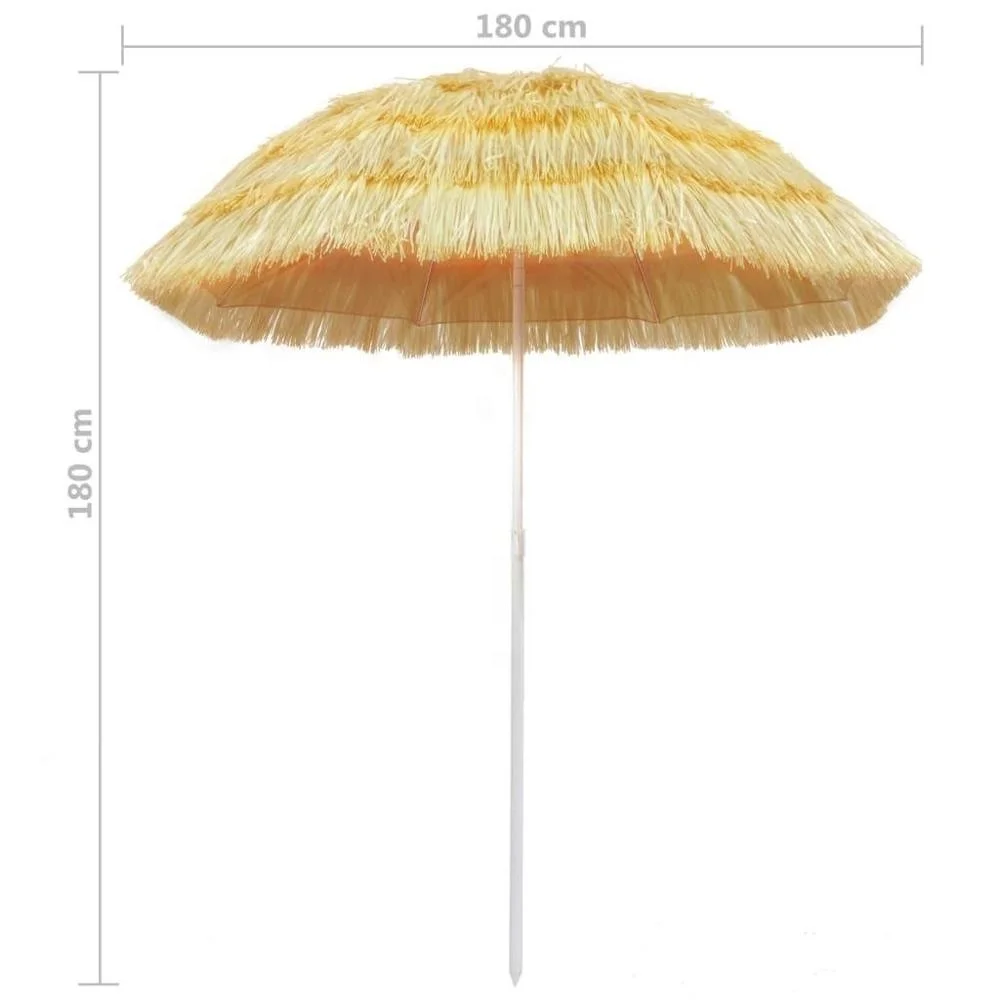 
180cm 6 feet Hawaiian Portable Steel Frame Straw Roof Thatched Tilt Beach Umbrella 