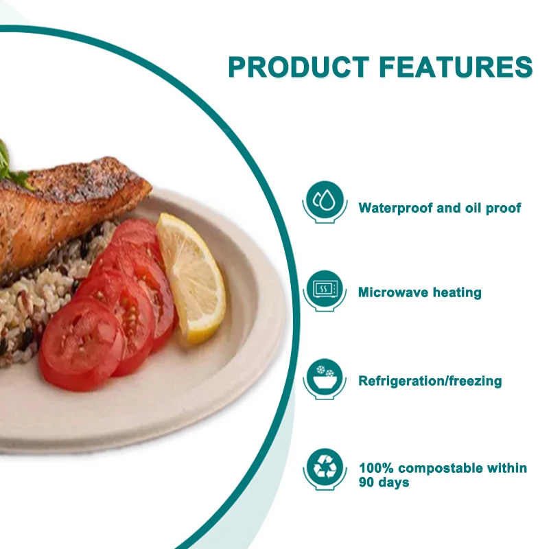 Wholesale 100% Compostable Dessert Pulp Paper Plates Party Dinner Birthday Round Paper Tray Disposable