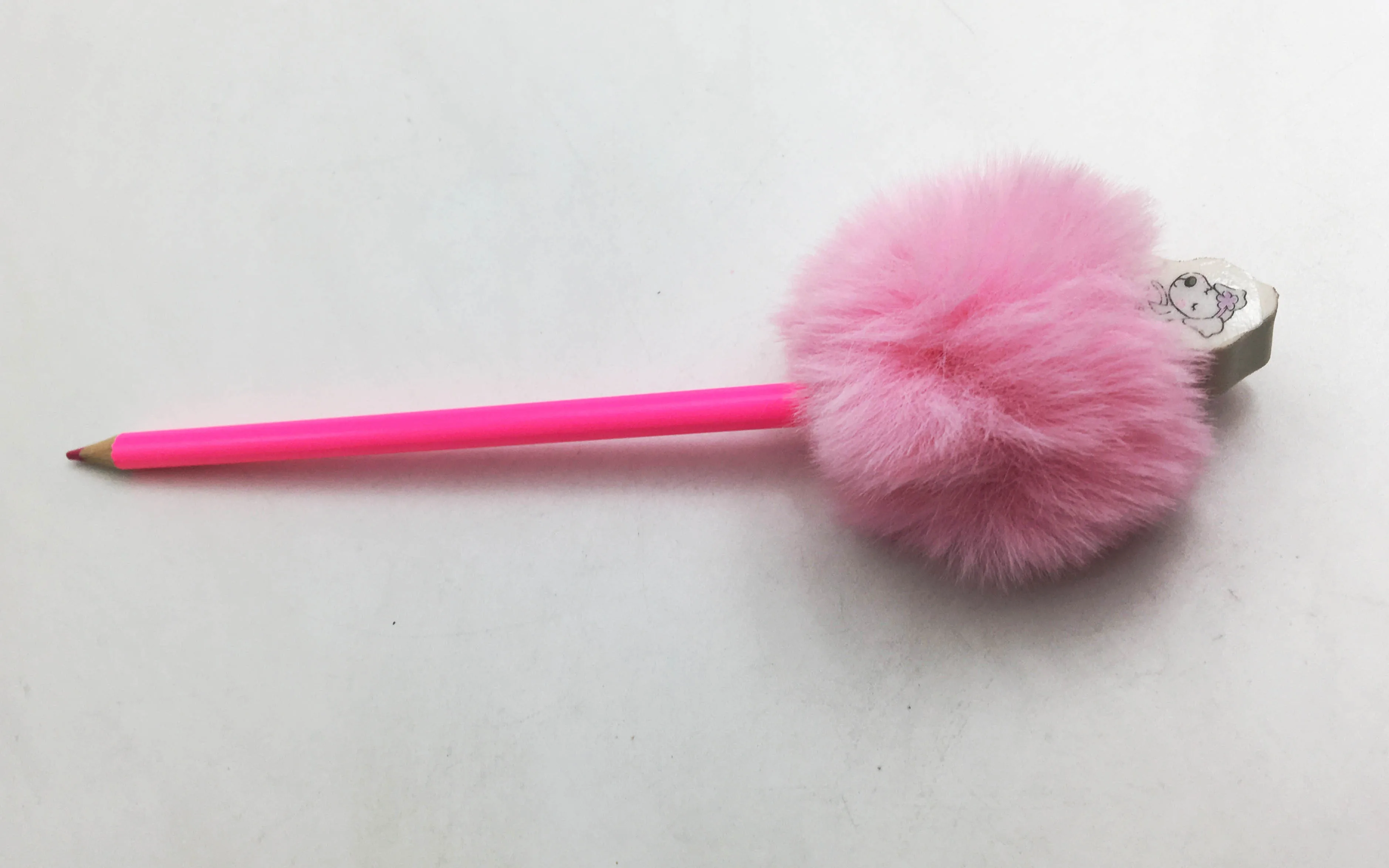 Novelty Fluffy Ball Decorations Pencil With Cute Eraser