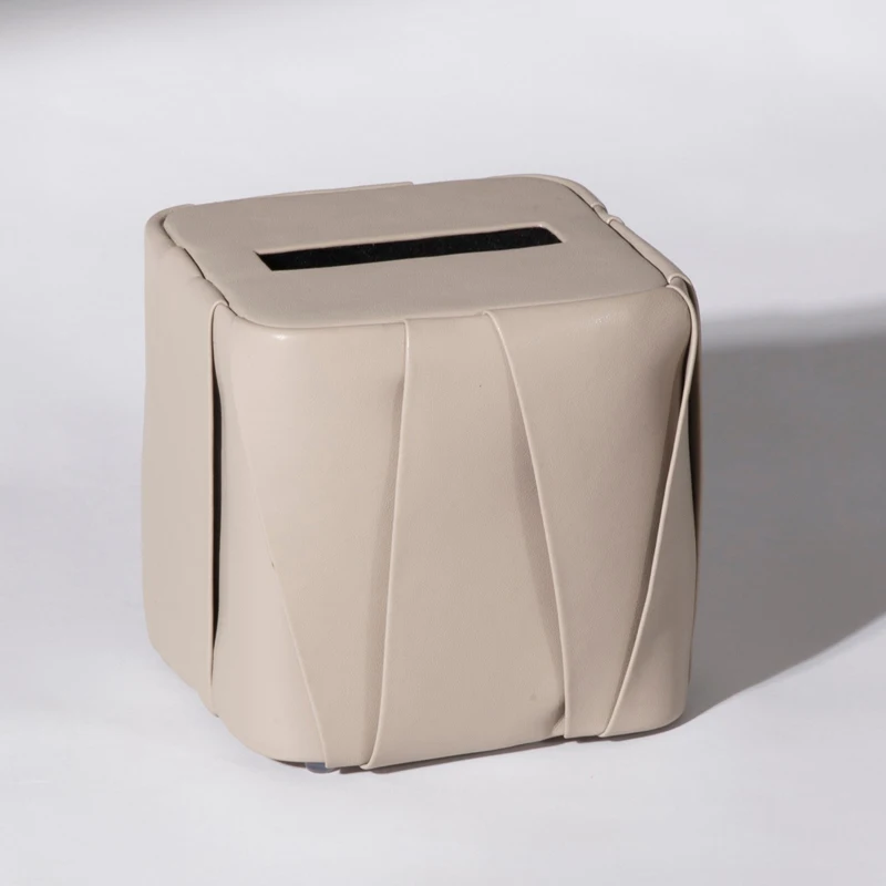 Luxury Leather Tissue Box Cover Hand-Woven Unique design Napkin Holder Home Decoration Desktop Color Matching Tissue Cases