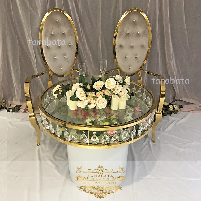 Stainless steel round crystal chandelier wedding cake stand