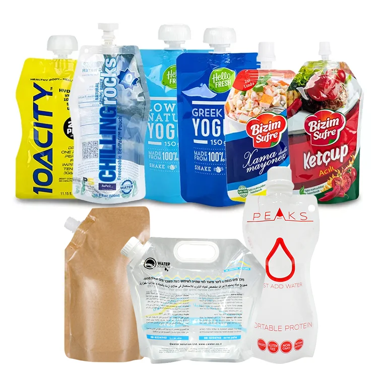 Portable Drink Biodegradable Detergent Juice Liquid Squeeze Packaging Pouch With Nozzle Spouted Bag For Juice Spouted Pouches