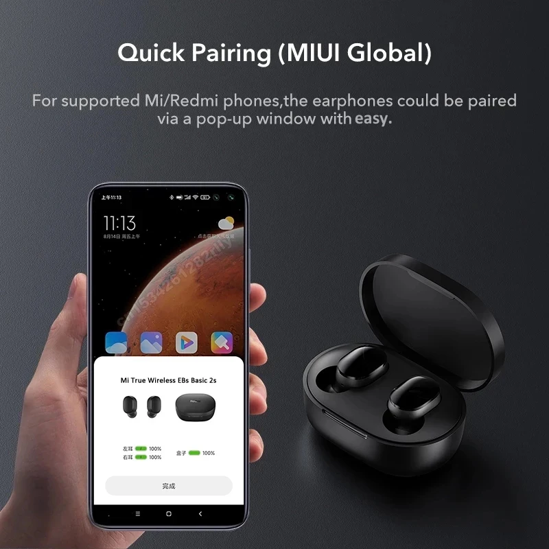 Global Version Xiaomi Mi True Wireless Earbuds Basic 2 Wireless Charging TWS Redmi Airdots 2 In-Ear Stereo Bass Xiaomi Earbuds