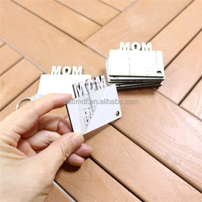 Memorial MOM DIY Gift Keychain White Sublimation Wood Blanks for Key Ring Holder Custom Printing Photo Key Chain