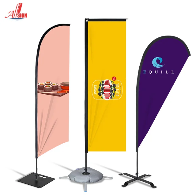 2.7m 3.4m 4.5m 5.5m Knife Flying Flags Outdoor Printed  Beach Flag With Oxford Carry Bag
