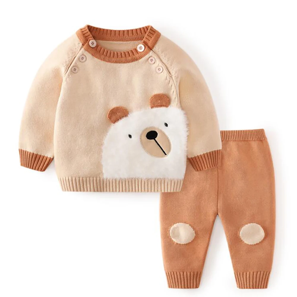 Wholesale cartoon bear animal embroidered newborn baby cute boys and girls clothes