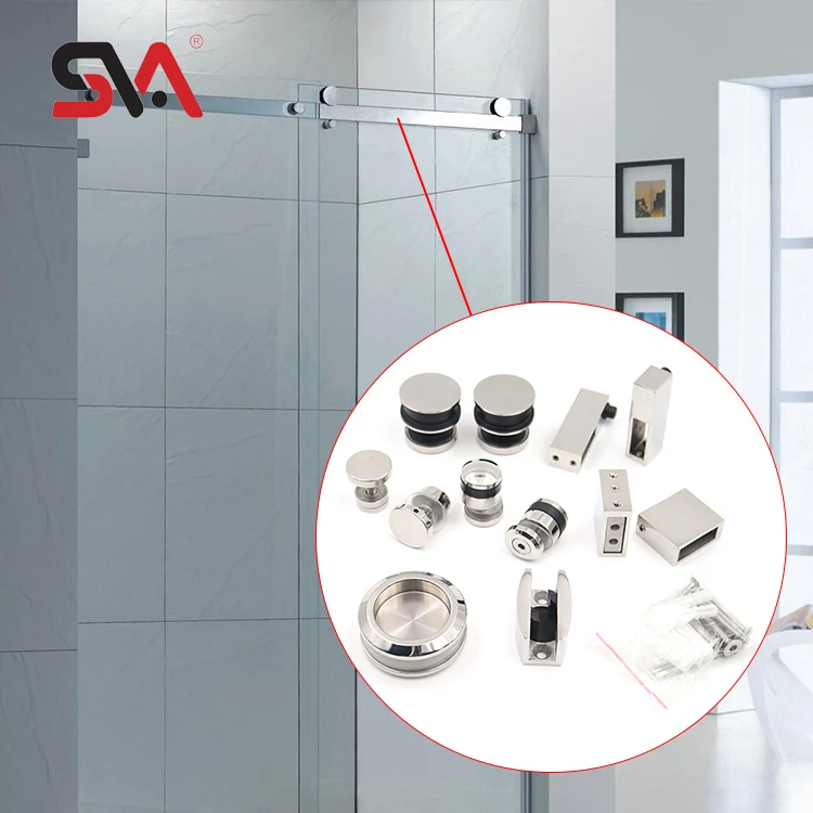 SVA-0001 Modern Soft Closing Concealed Automatic Bathroom Frameless Flush Shower Sliding Glass Door Hardware Roller System