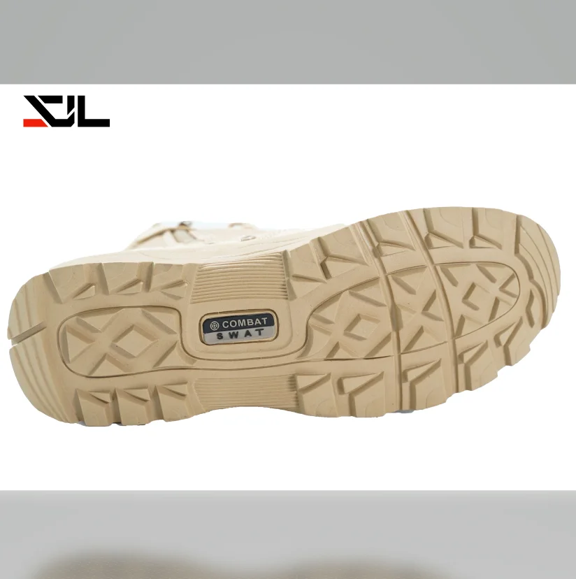 
Non-slip khaki leather pu injection construction safety boots wholesale Military shoes 