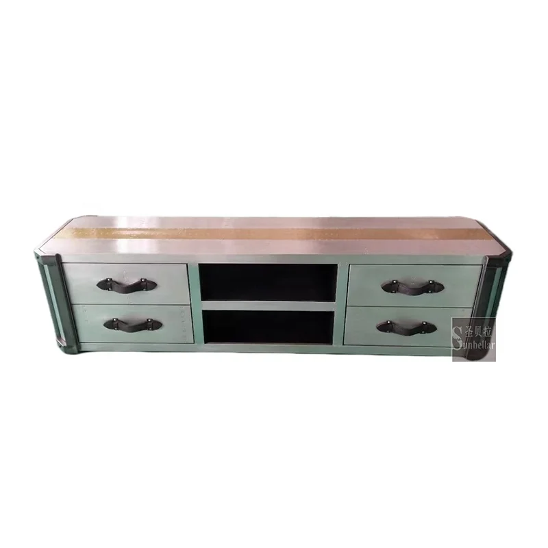 aviation furniture TV Stand cabinet Metal Aluminium Industrial living room Television Sideboard Aircraft Media Storage Cabinet