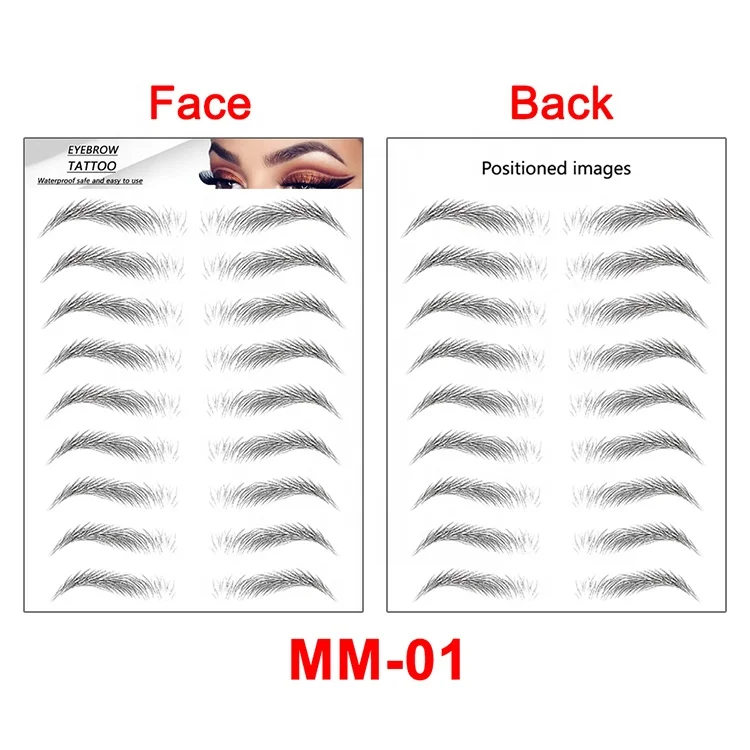Wholesale High Quality Waterproof Realistic 3D Temporary Tattoo eyebrow Stickers For Women Girls Ladies