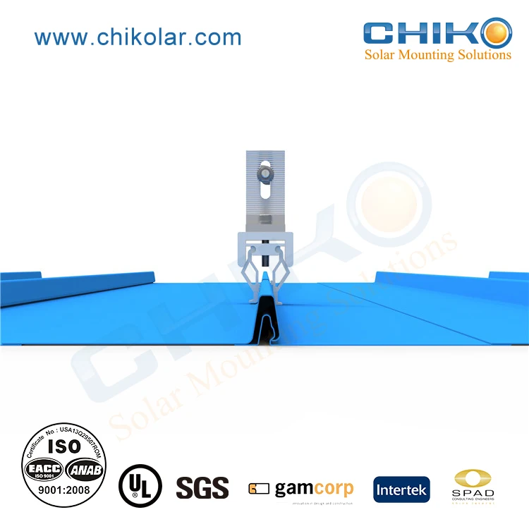 CHIKO solar roofing mounting parts clips for Standing seam steel rooftop