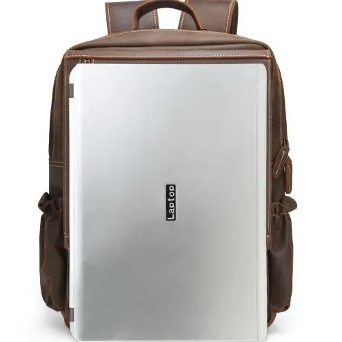OEM Male Backpack Luggage Band Single Compartment Luxury Cowhide Leather Backpack for Women Men