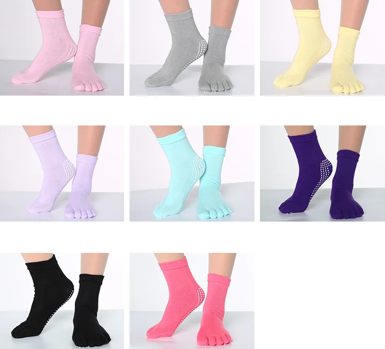 Spring ladies fashion multicolor jacquard leisure yoga five finger socks socks cotton socks