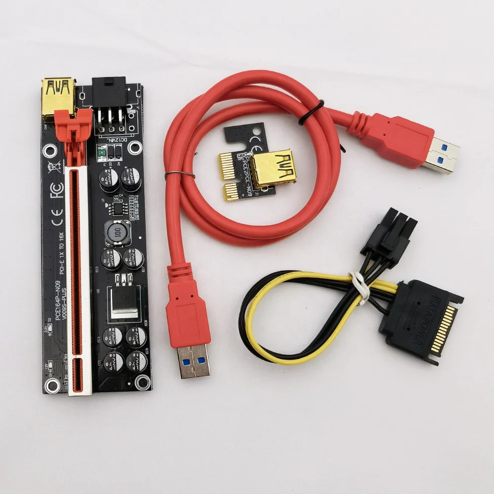 Новейший 6pin VER 009S PCI-E 1x to 16x LER Riser VER009S карта расширения PCI Express адаптер USB 3,0 кабель питания
