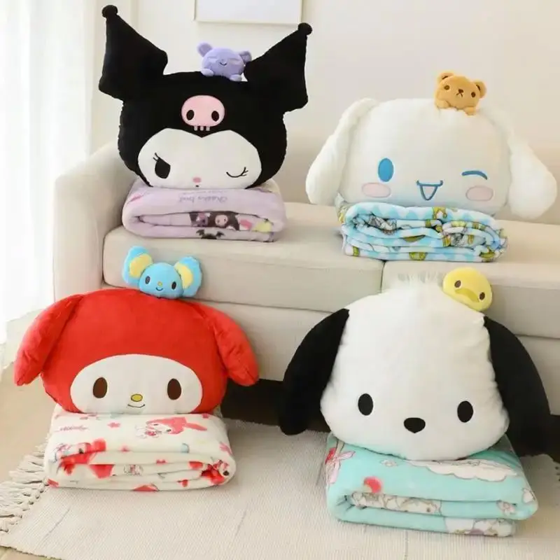 SS new foldable kuromi pillow with blanket kawaii kuromi melody plush cushion super soft plush pillow toy stuffed animal toy