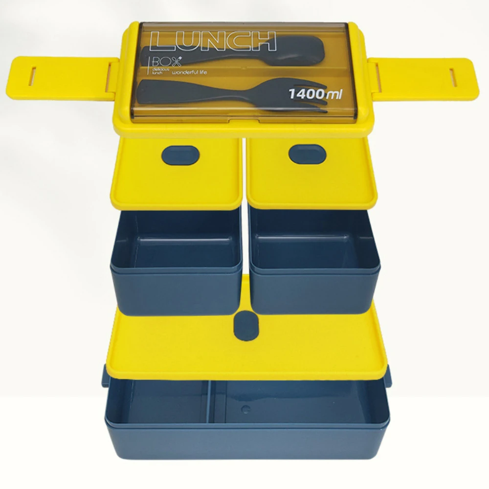 Microwave safe hard plastic Rectangular 4 compartments green office plastic lunch box for kids