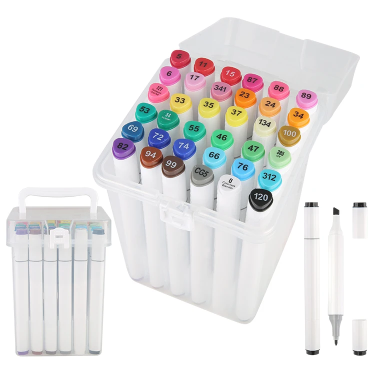 36 Colors Set Double Ended 1mm Round 4mm Chisel Tip Brush Dry Erase Alcohol Art Paint Marker Pen