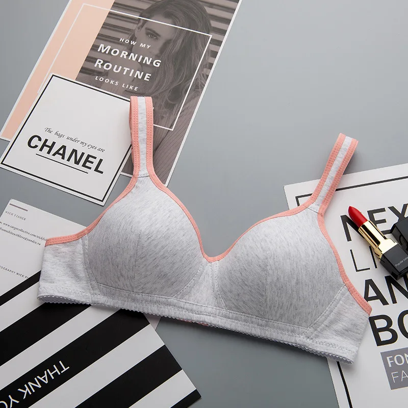 Factory Direct Young Girls Cute Bra Wide Shoulder Band Student Underwear Wireless Bra Teen Girl