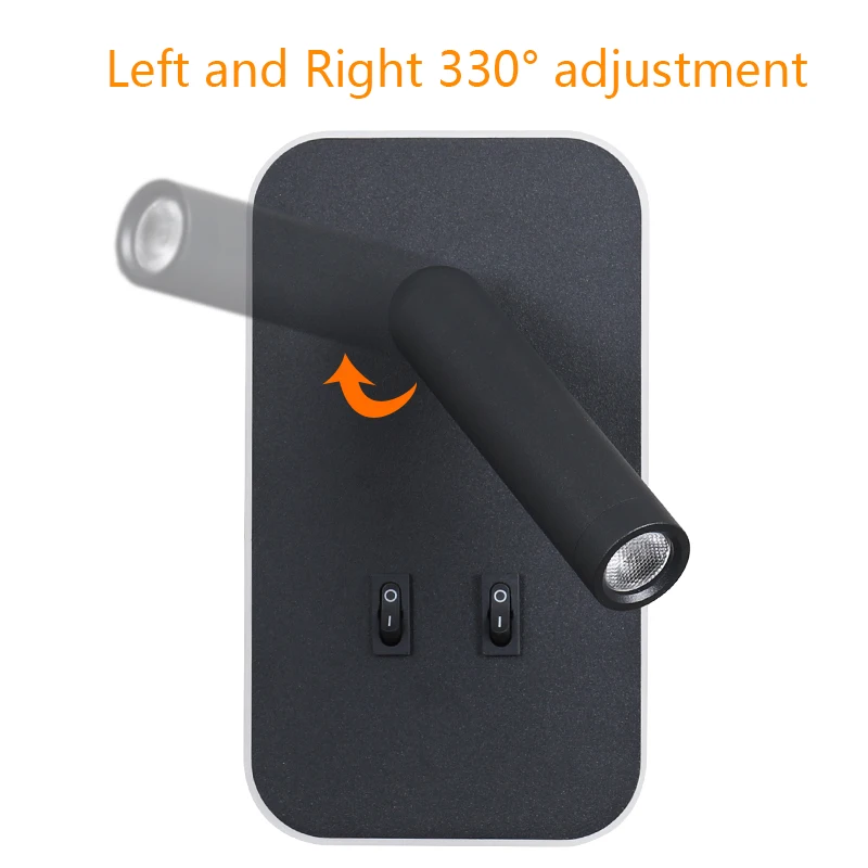 Modern luxury Indoor Hotel Room bedroom mounted 3W Wall Lamp Adjustable bedside reading Led Wall Light