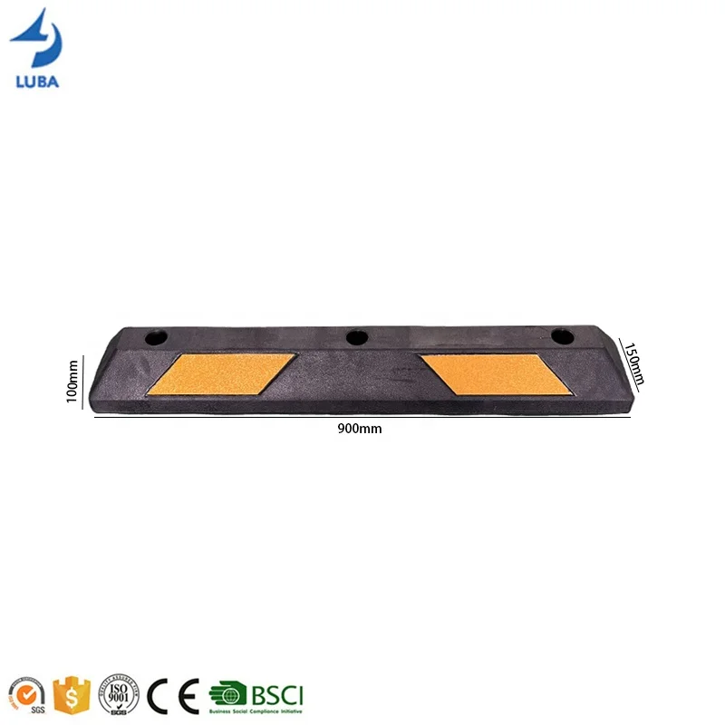 900*150*100mm New Arrive Heavy Duty Reflective Rubber Positioner Car Tire Stop Parking Wheel Stopper