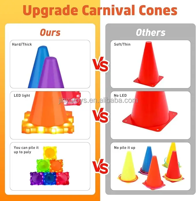 3-in-1 Carnival Games for Kids with LED Lights Ring Toss Game outdoor toys for Toddlers Game for Family Party