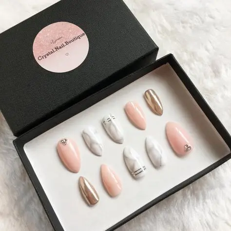 Pink Black Empty Luxury Custom Design Size Nail Magnetic Folding Paper Packing Boxes False Press On Nail Packaging Box For Nails