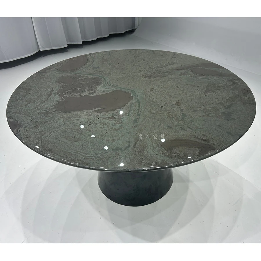1MOQ Natural Stone Dinning Room Furniture Table Italian Luxury Modern Rotatable Black Marble Dining table