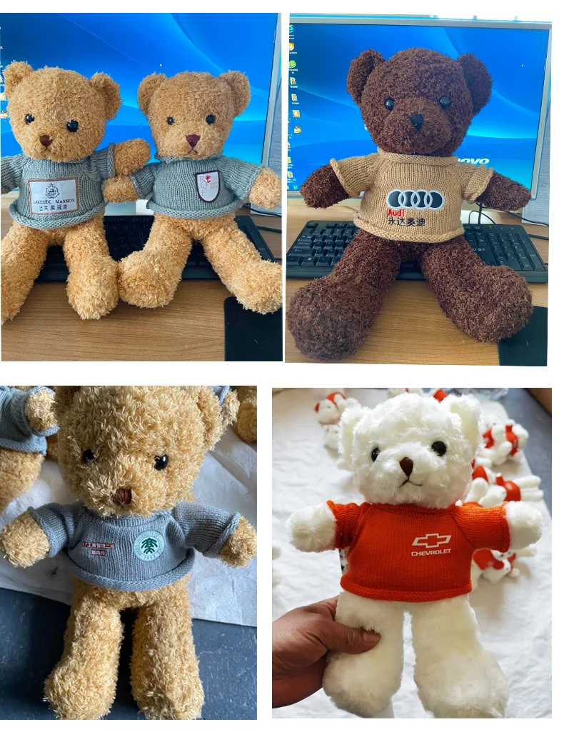 Wholesale High Quality Stuffed Toy Red Clothes Soft Bear Doll Custom Plush Toy Teddy Bear