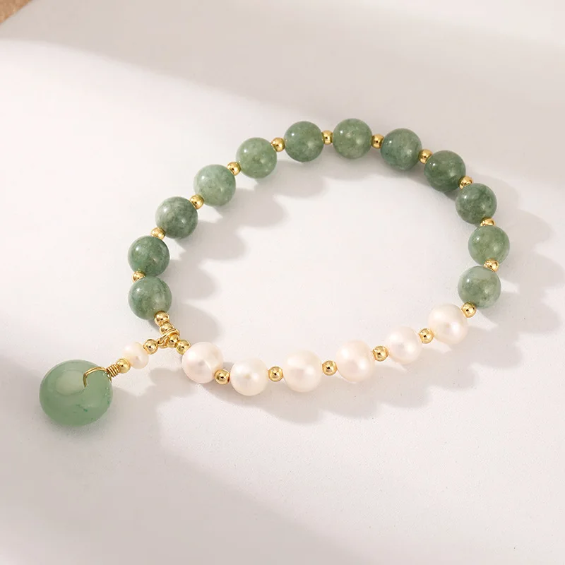 Hawaiian New Myanmar Jade Bracelet Exquisite Gold Plated Freshwater Pearl Natural Stone Bracelet wholesale