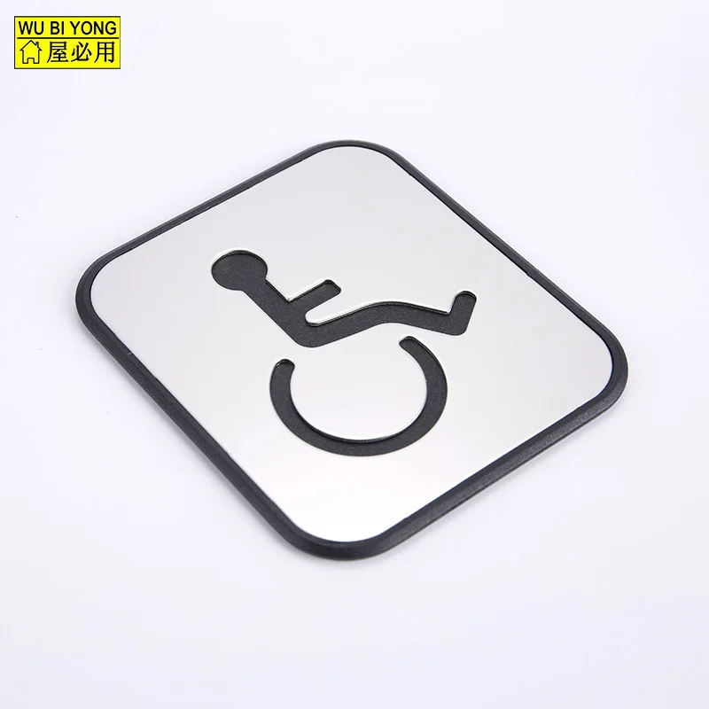High Quality Custom Brushed Stainless Steel Toilet Sign plate, disable sign plate