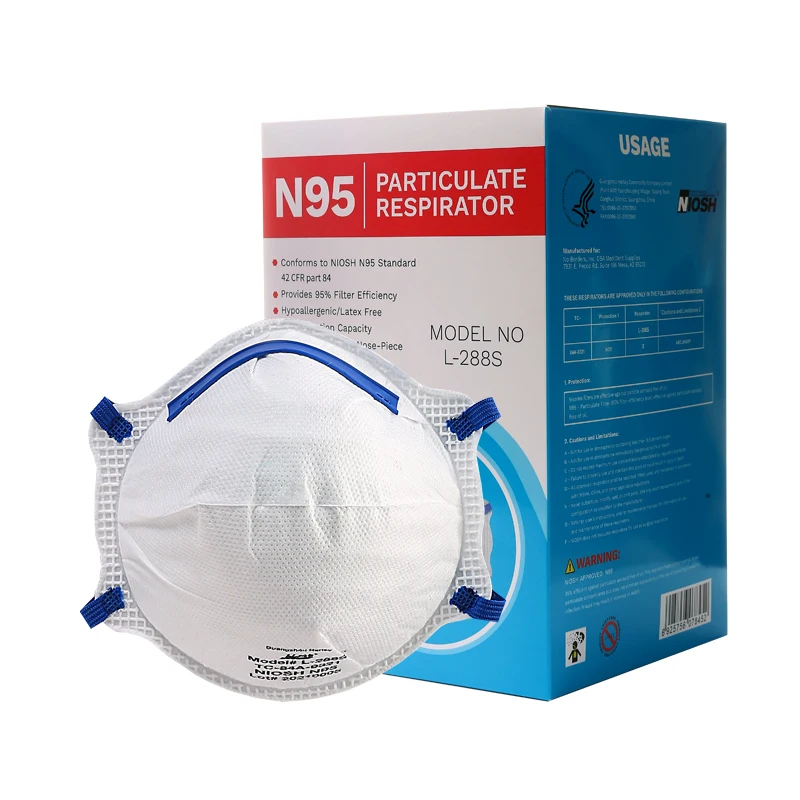 Manufacture Supply Cup Air Pollution NIOSH N95 Dust Mask Disposable Respirator with Head Strap and filter