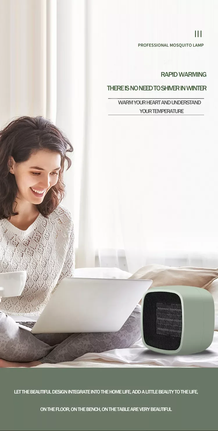 220v Electric Heater Adjustable Thermostat Personal Space Ptc Ceramic Heat Element Portable Mini Desktop Fan Heater