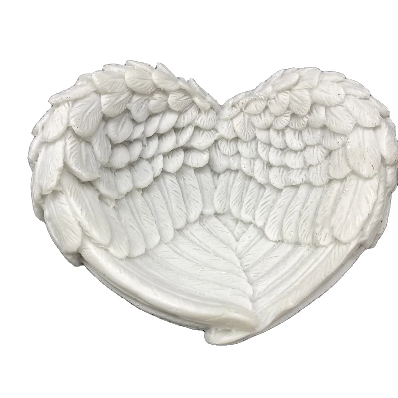 
Оптовая продажа, подставка для сферы из смолы в форме белого сердца, крылья ангела, подставка для украшения 