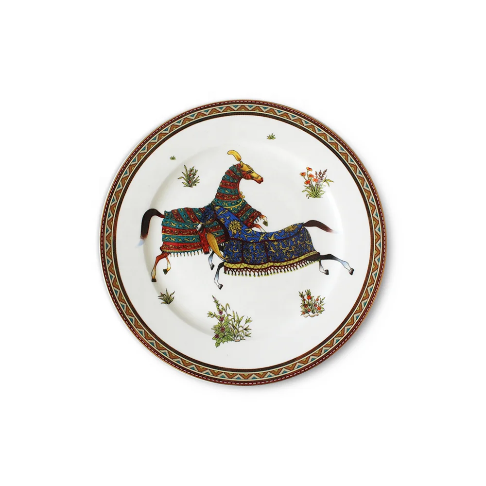 Pretty Horse ceramic dinnerware wholesale wedding plates porcelain plate