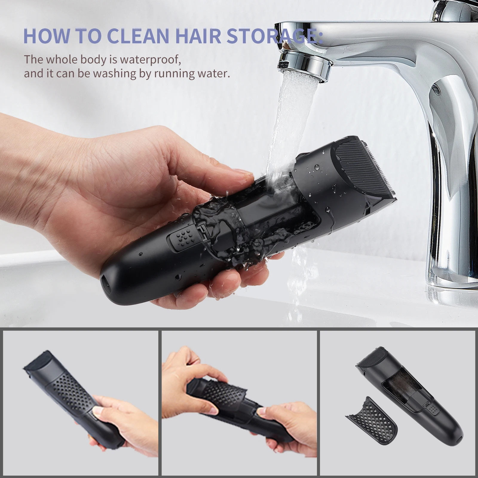 Titanium-coated ceramic blade rechargeable cordless use washable hair cut vacuum hair clipper